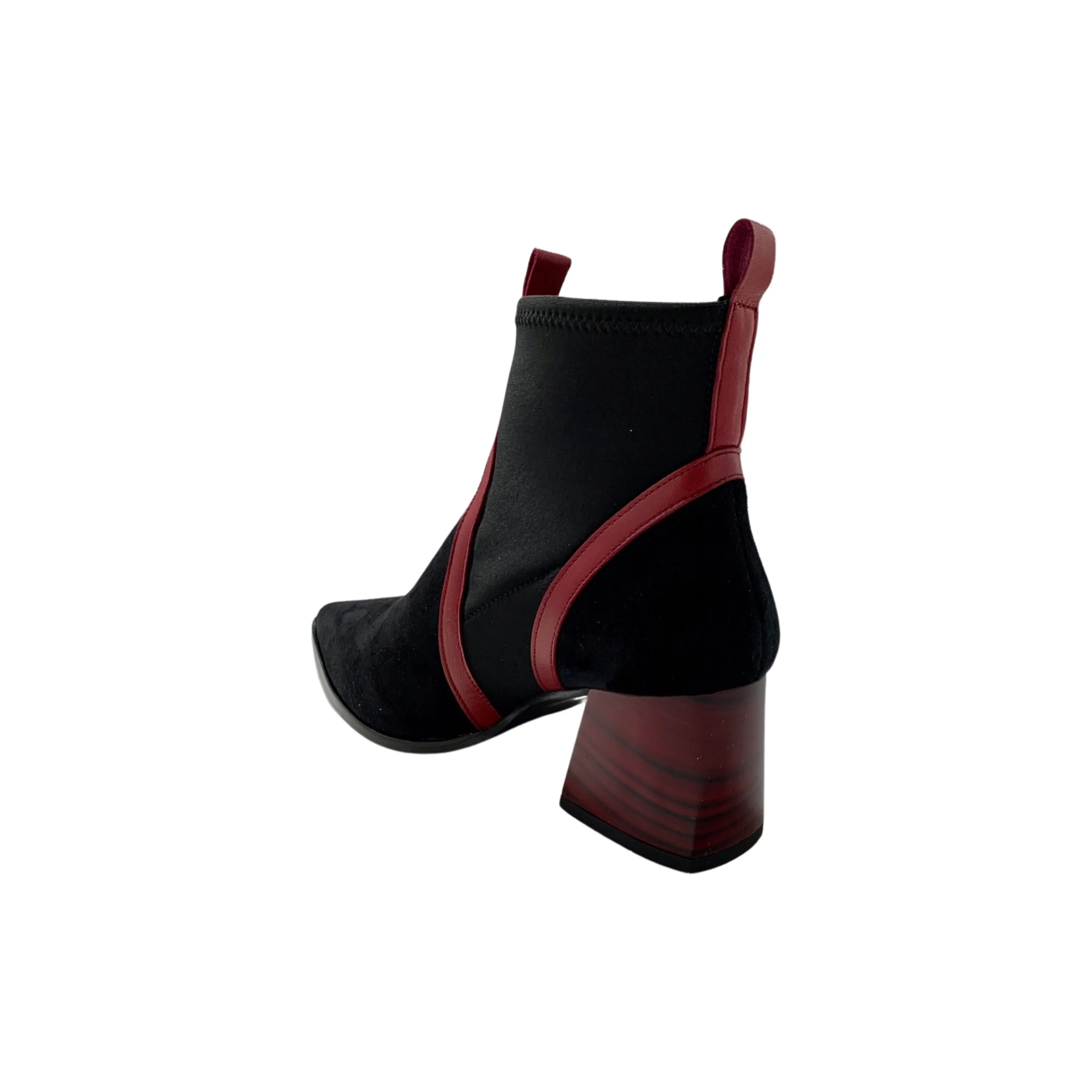 9258 Black Suede/Red Heel Bootie