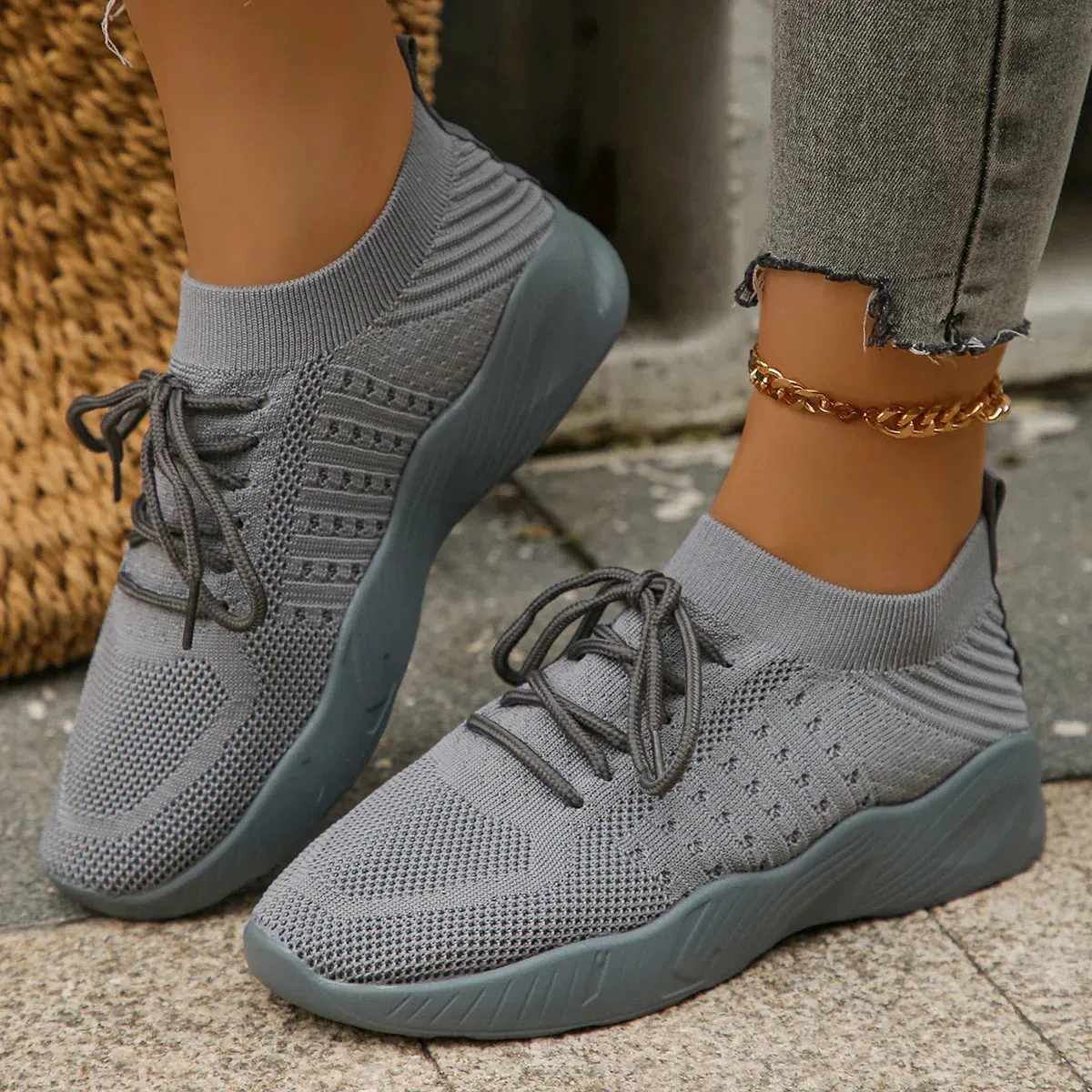 AMOZAE- - Large Size Comfortable Knitted Sneakers