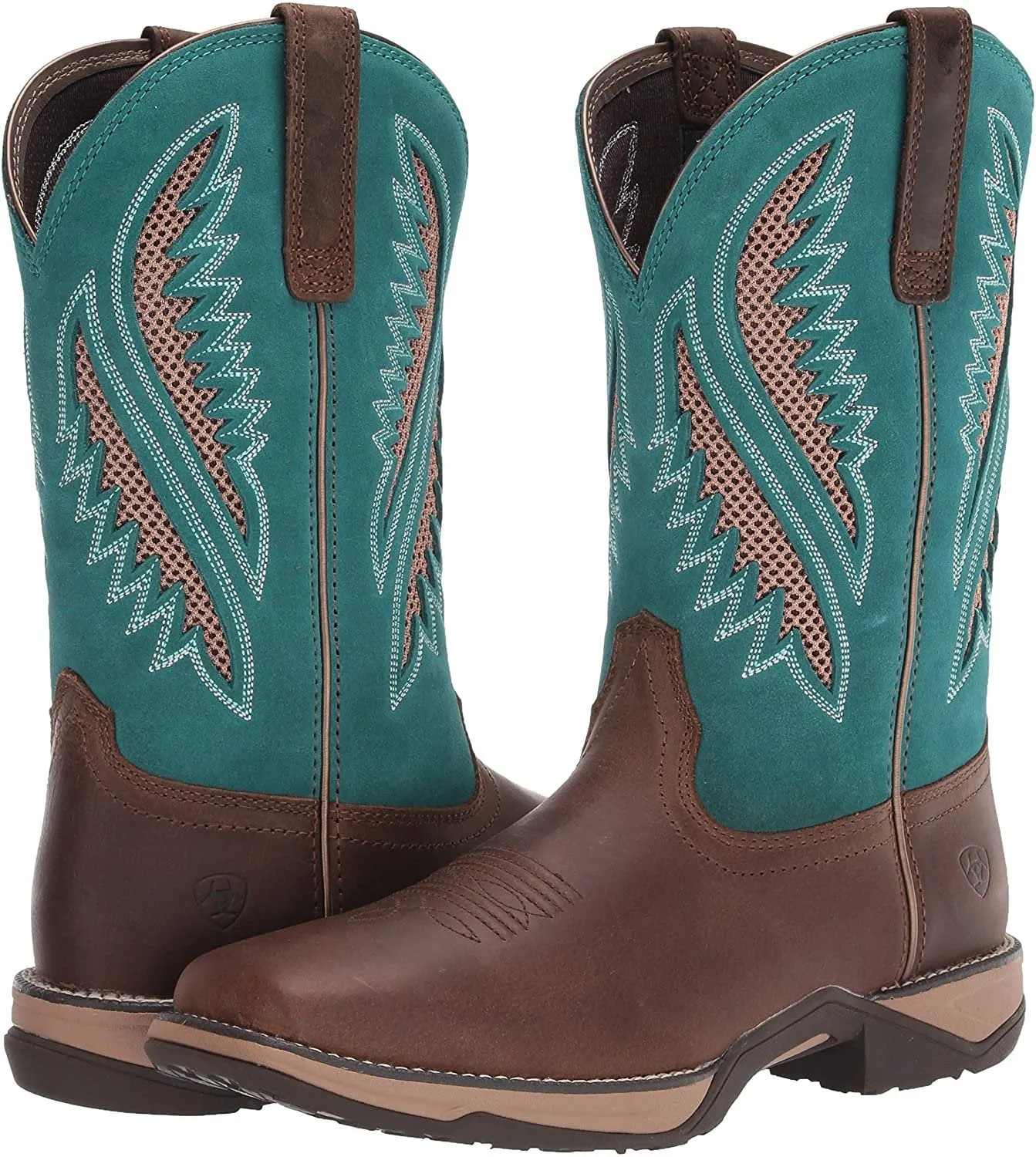 Ariat Women's Anthem Venttek Western Boot, Chocolate Chip/Turquoise