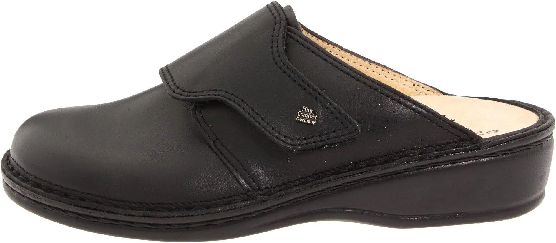 Aussee Clogs - 82526 Finn Comfort, Black Leather Soft Footbed