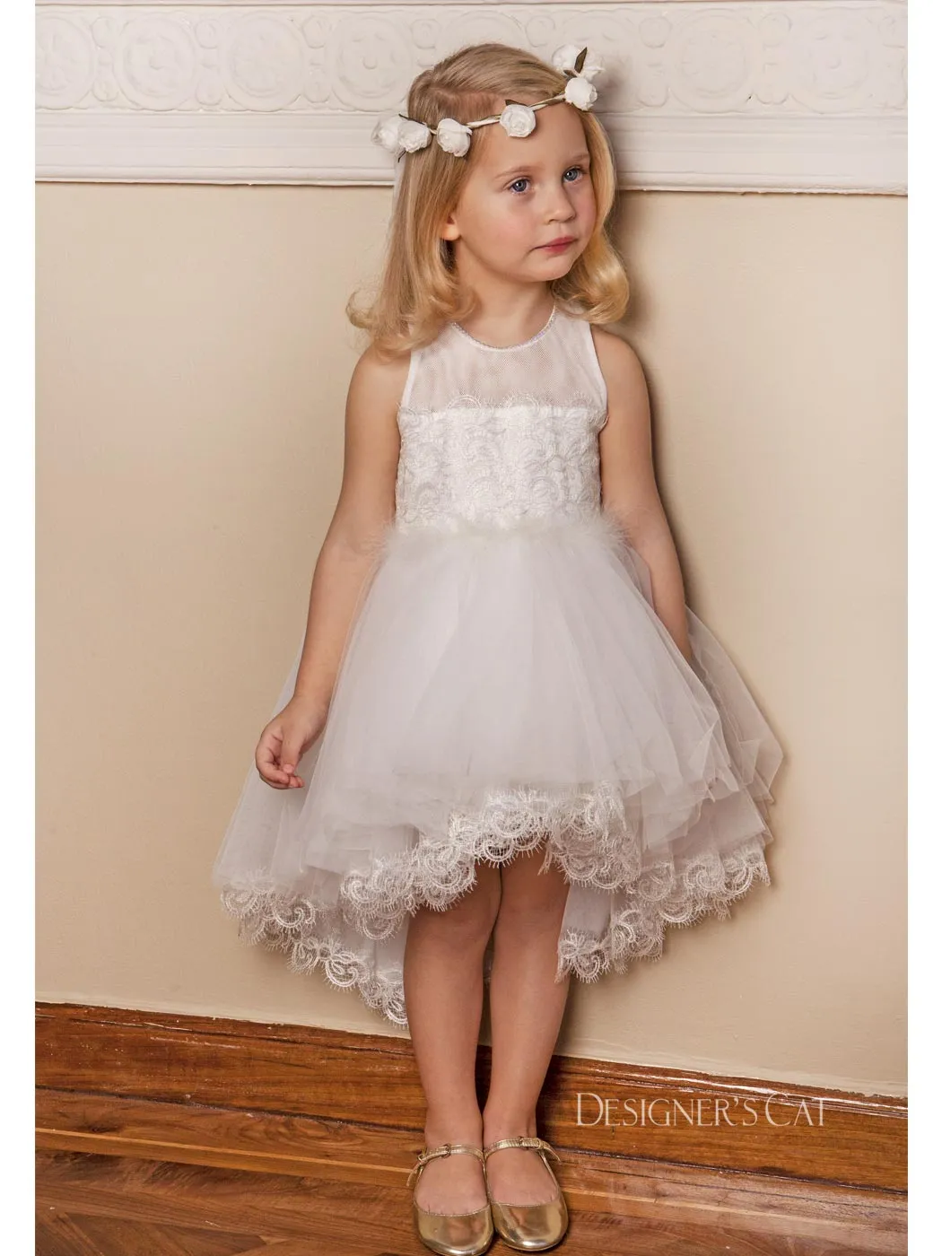 Baptism dress with silk lace - ANDROMEDA ivory