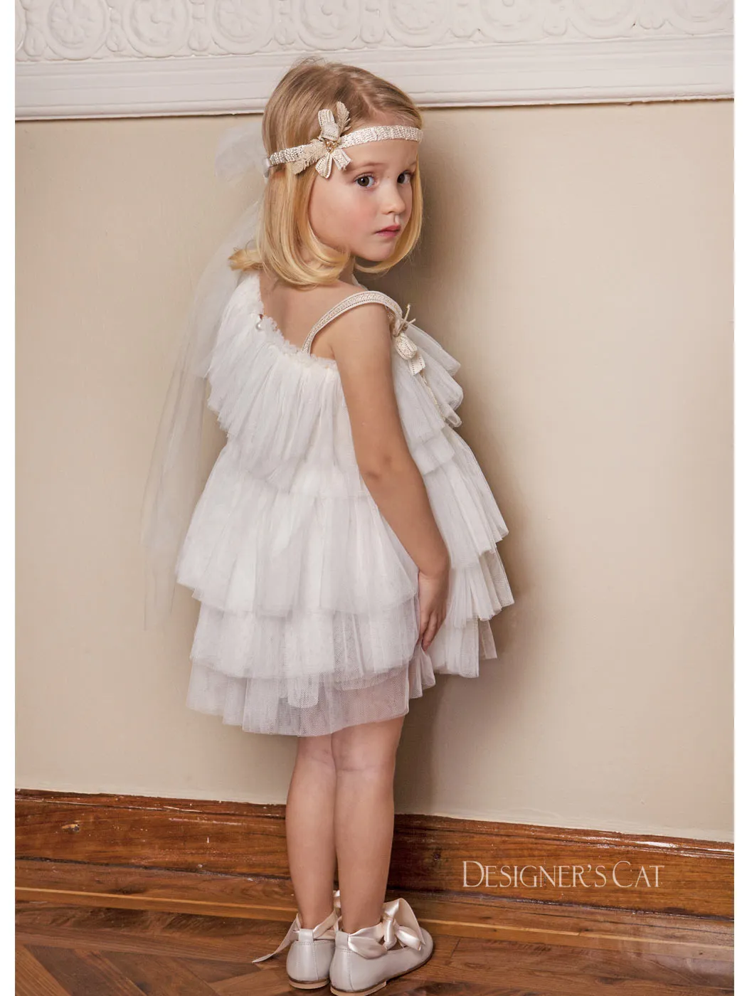 Baptism tulle dress - AMELIA ivory