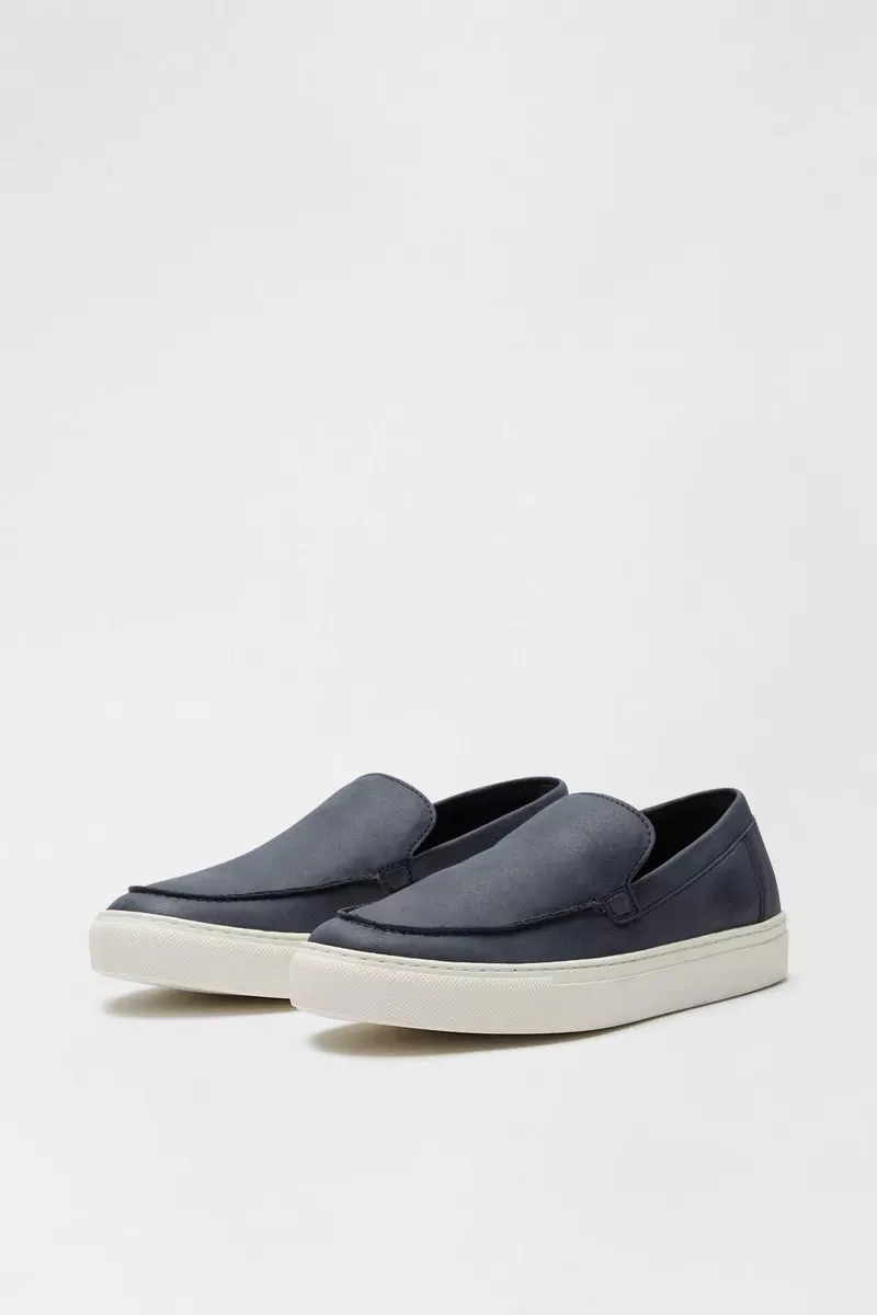 Burton Navy Blue Suede Look Slip On Mens Shoes