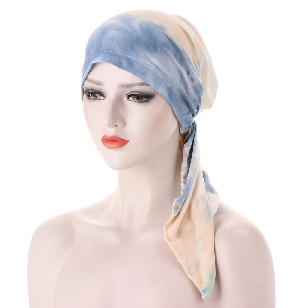 Curved Tail Turban Hat Flower Cloth Pullover