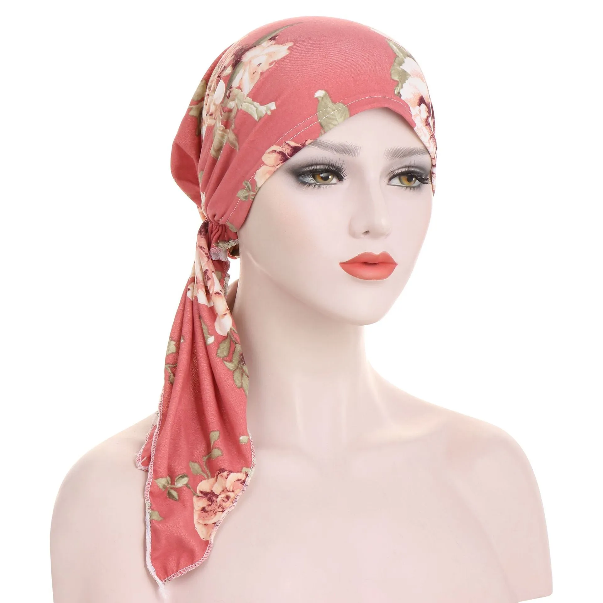 Curved Tail Turban Hat Flower Cloth Pullover