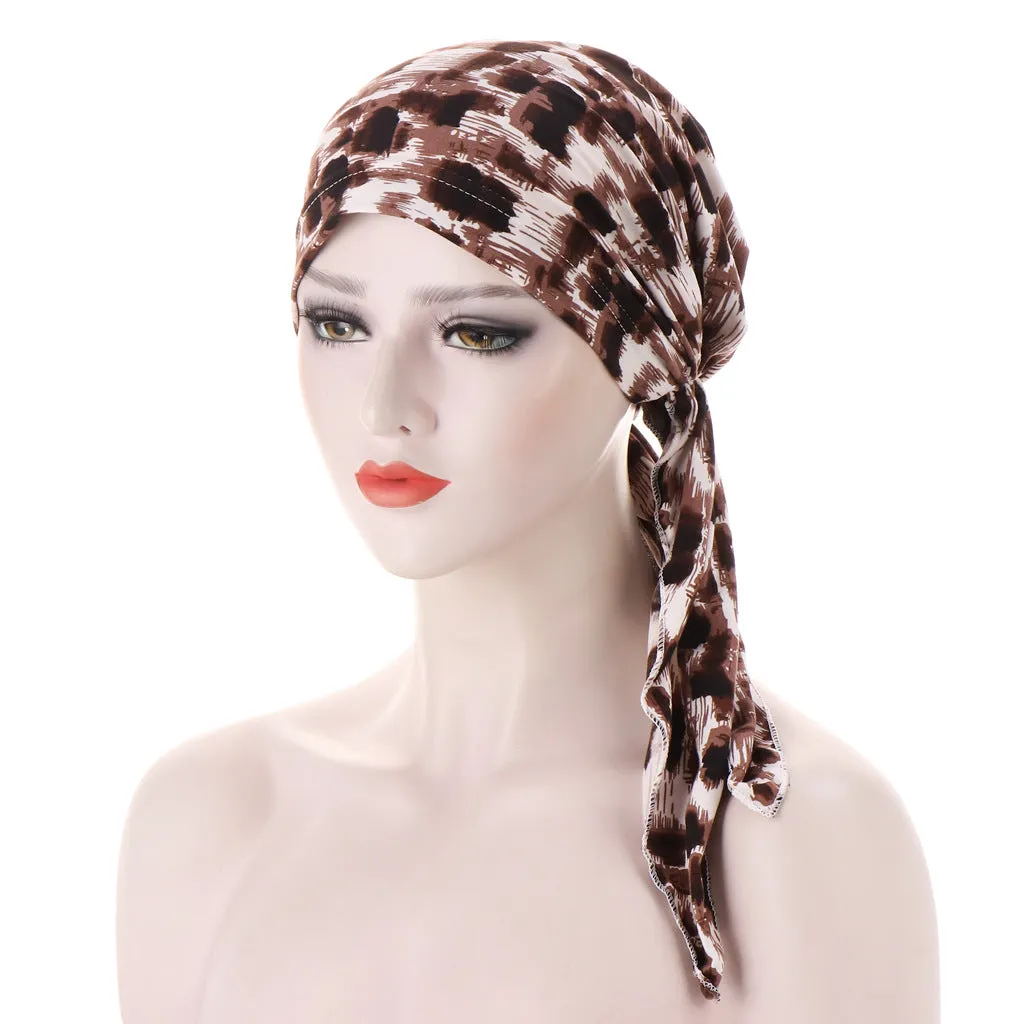 Curved Tail Turban Hat Flower Cloth Pullover