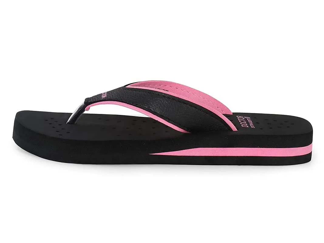 DOCTOR EXTRA SOFT Care Diabetic Orthopedic Pregnancy Flat Super Comfort Dr Flipflops and House Slippers For Women's and Girl's D-18-Black Pink-6 UK