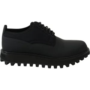 Dolce & Gabbana Elegant Black Calfskin Derby Shoes