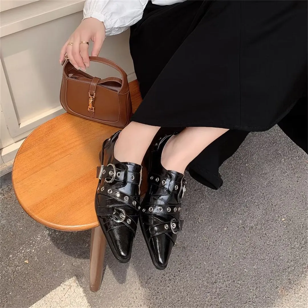 Elegant Cow Leather Pointed Toe Mule Slip Ons