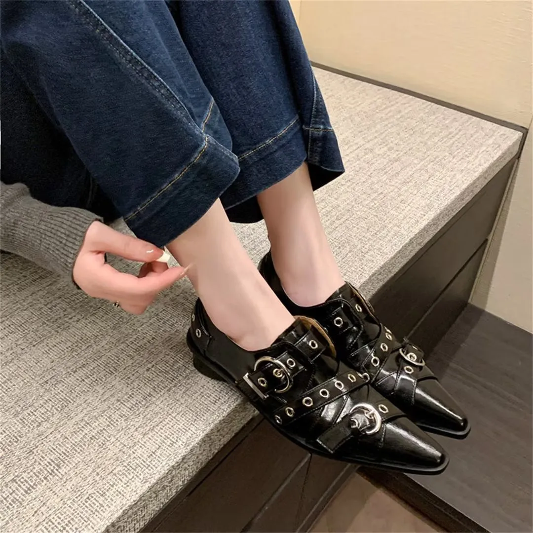 Elegant Cow Leather Pointed Toe Mule Slip Ons