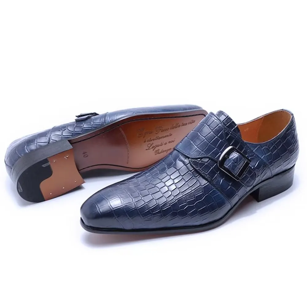 Elegant CrocLuxe Croc Monkstrap Dress Shoes