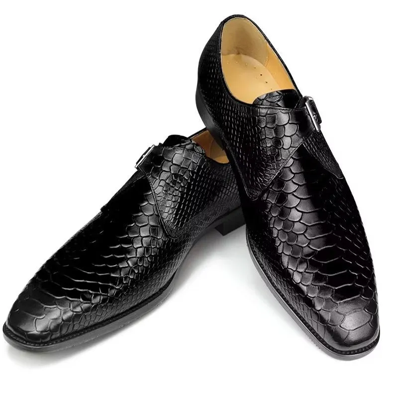 Elegant Custom Buckle Brogue Leather Wedding Shoes