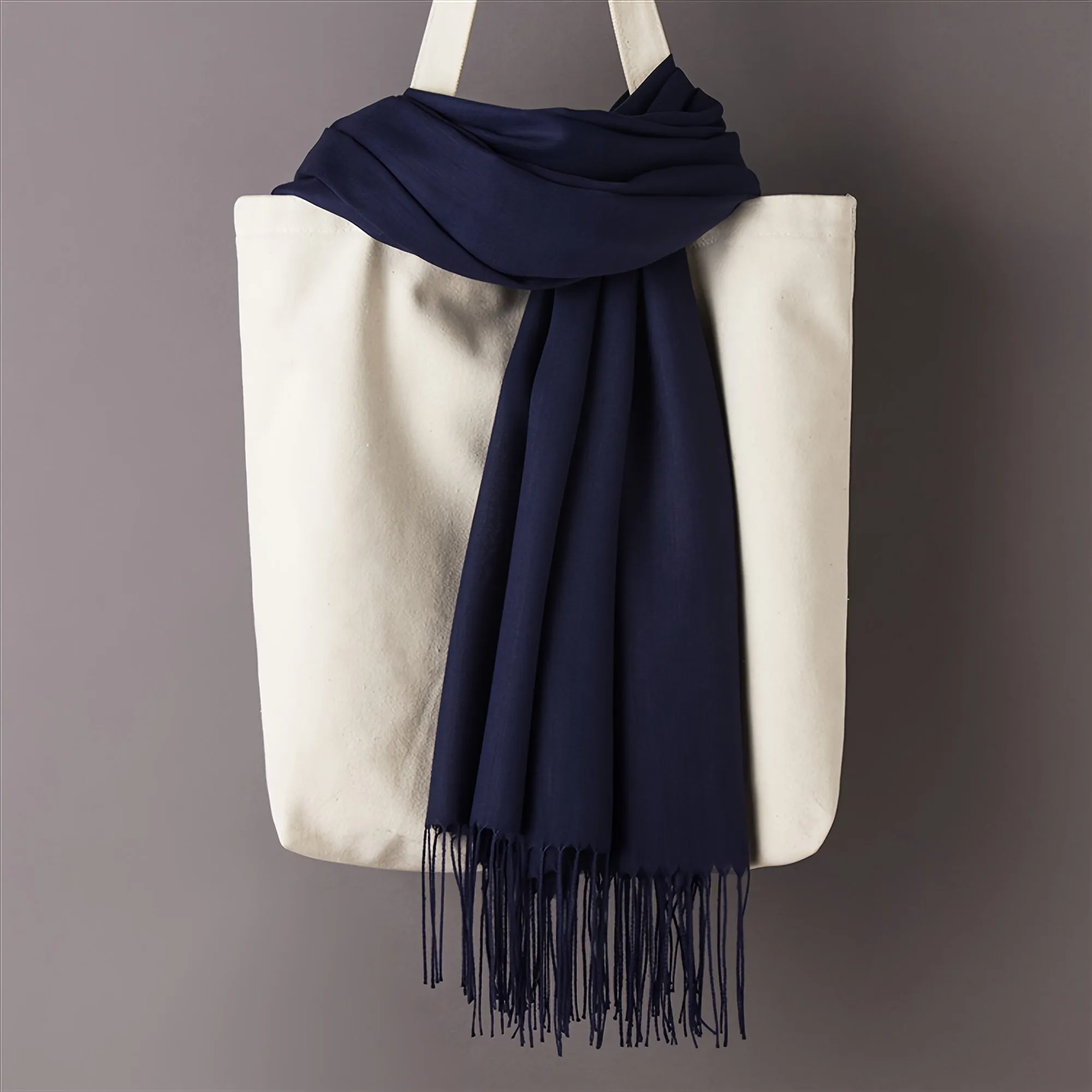 Elegant Solid Color Scarf For Women - Soft, Warm, And Windproof Winter Shawl With Tassels - Chic Neck Protection Accessory