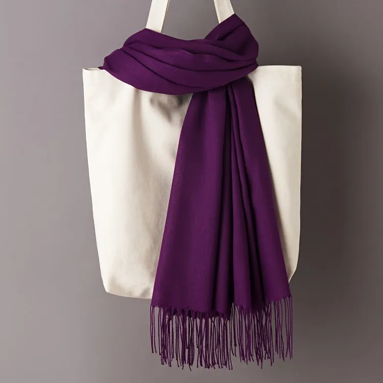 Elegant Solid Color Scarf For Women - Soft, Warm, And Windproof Winter Shawl With Tassels - Chic Neck Protection Accessory