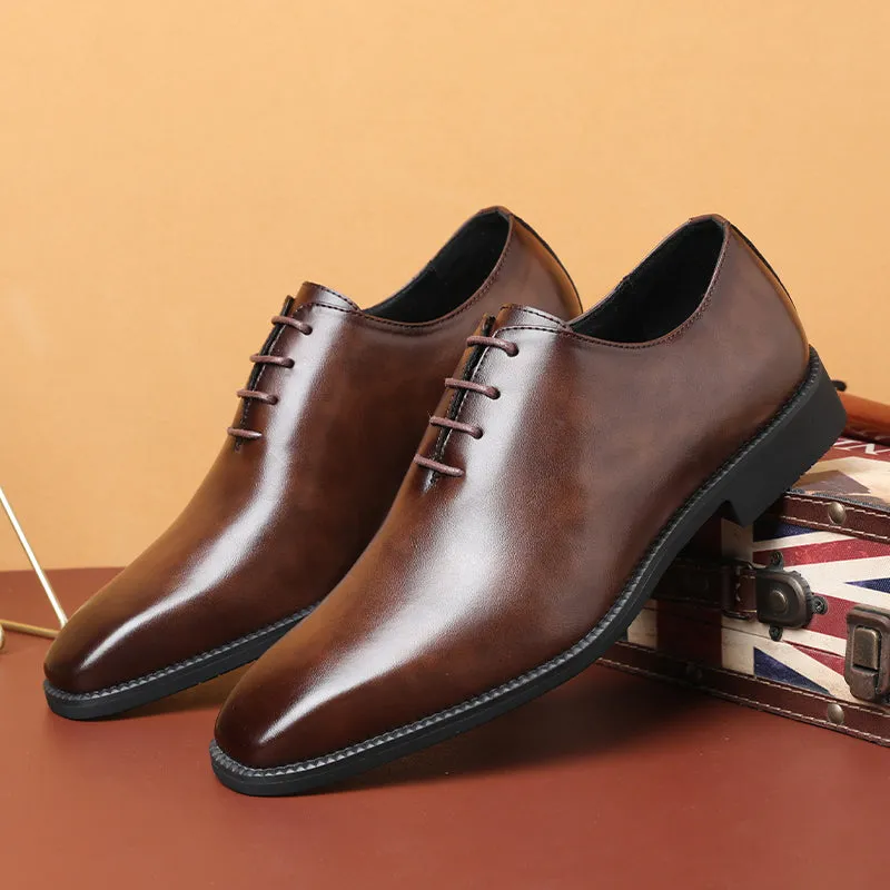 Embossed Elegance Pointed Toe Stylish Oxford Dress Shoes