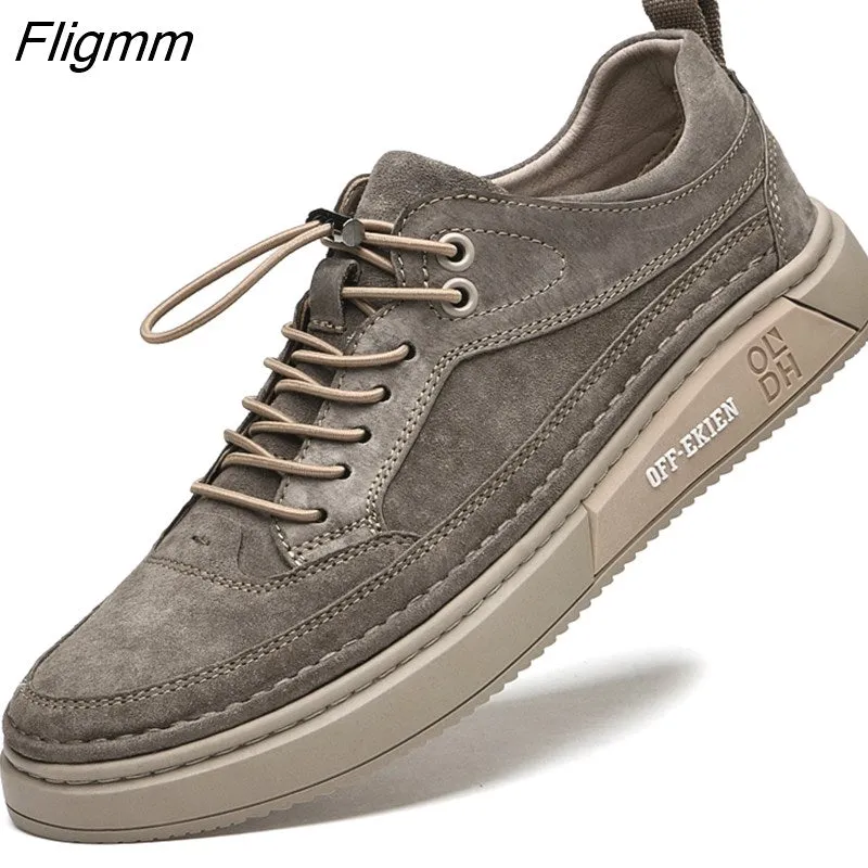 Fligmm Men Shoes fashion Genuine Leather Loafers Breathable Autumn lace up comfortable Casual Shoes Outdoor Men Sneakers shoes 0410