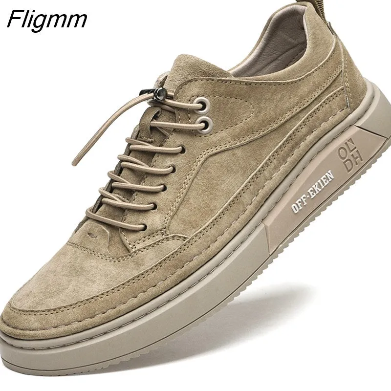 Fligmm Men Shoes fashion Genuine Leather Loafers Breathable Autumn lace up comfortable Casual Shoes Outdoor Men Sneakers shoes 0410