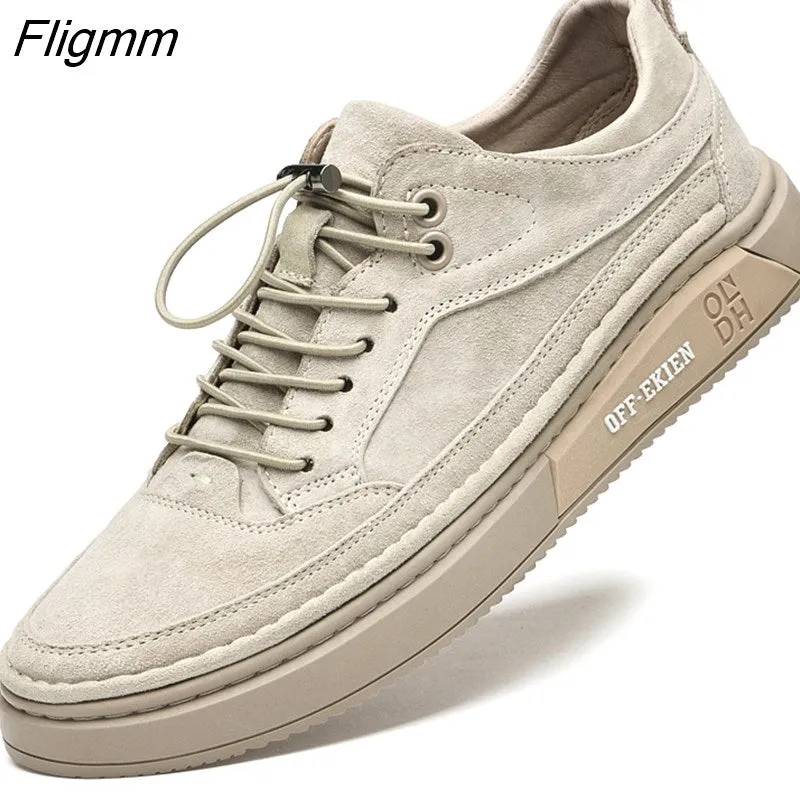 Fligmm Men Shoes fashion Genuine Leather Loafers Breathable Autumn lace up comfortable Casual Shoes Outdoor Men Sneakers shoes 516-1