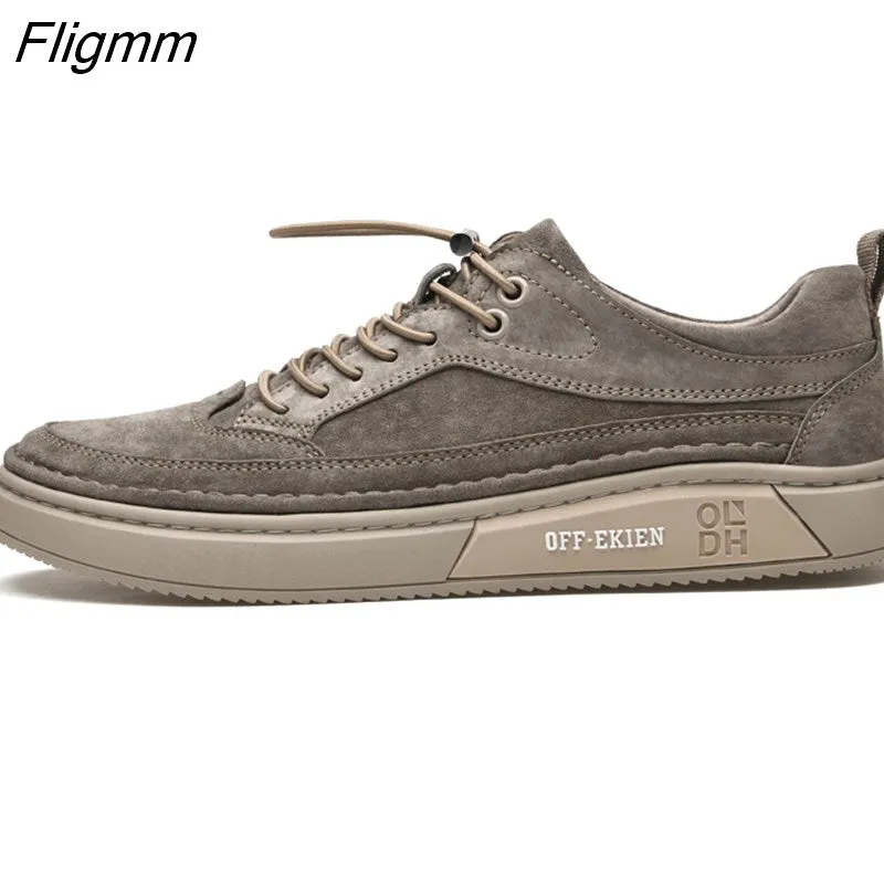 Fligmm Men Shoes fashion Genuine Leather Loafers Breathable Autumn lace up comfortable Casual Shoes Outdoor Men Sneakers shoes 516