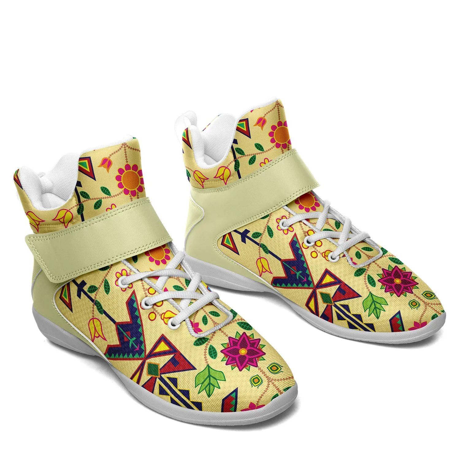 Geometric Floral Spring Vanilla Ipottaa Basketball / Sport High Top Shoes