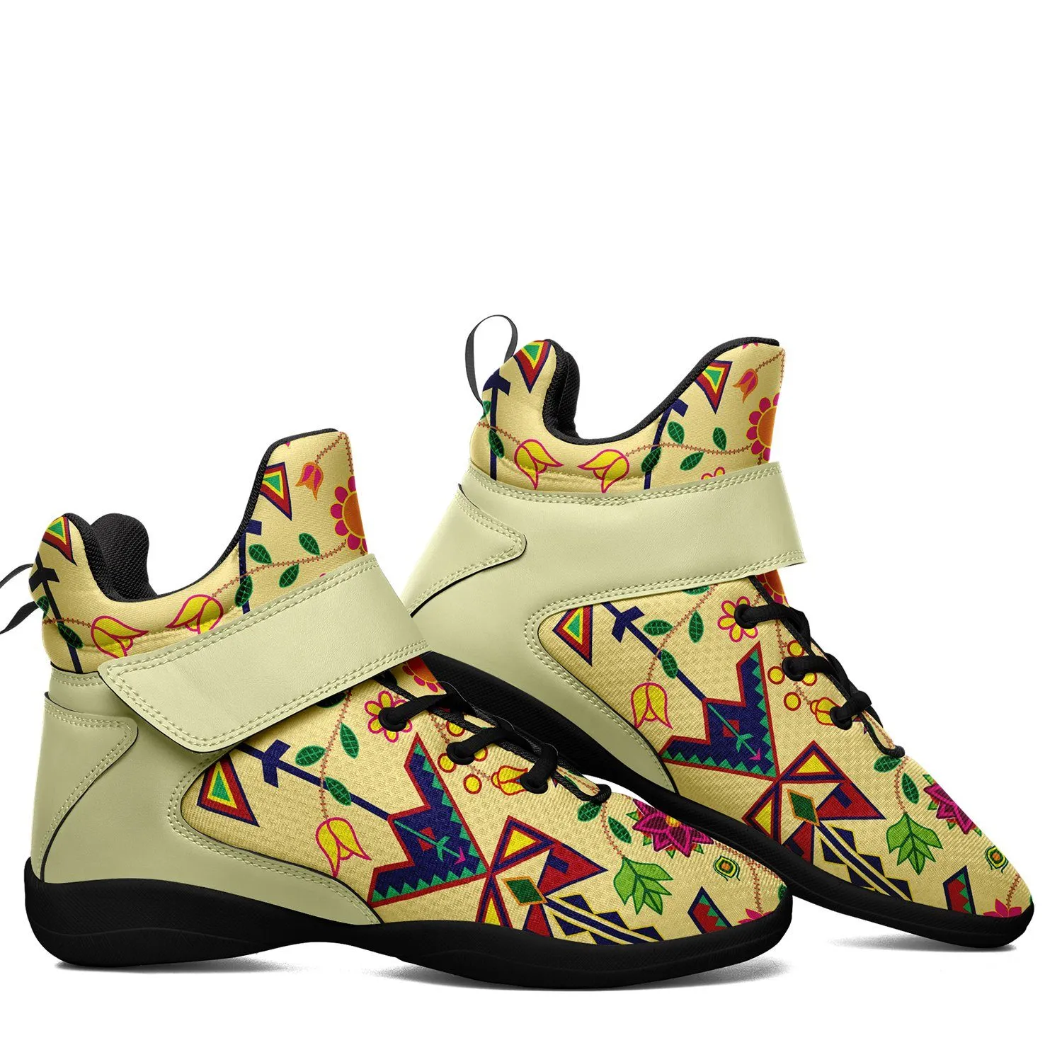 Geometric Floral Spring Vanilla Ipottaa Basketball / Sport High Top Shoes