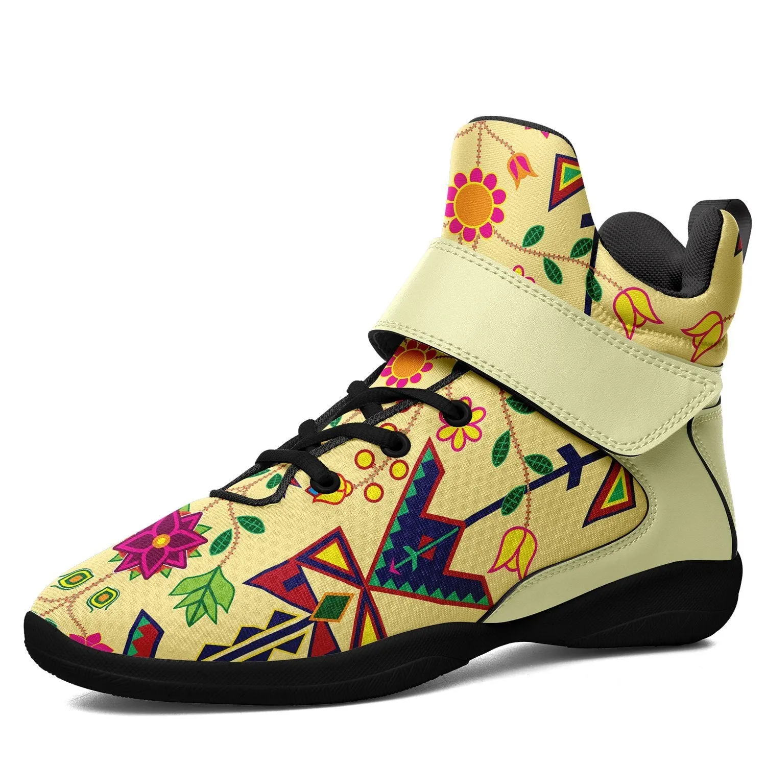 Geometric Floral Spring Vanilla Ipottaa Basketball / Sport High Top Shoes