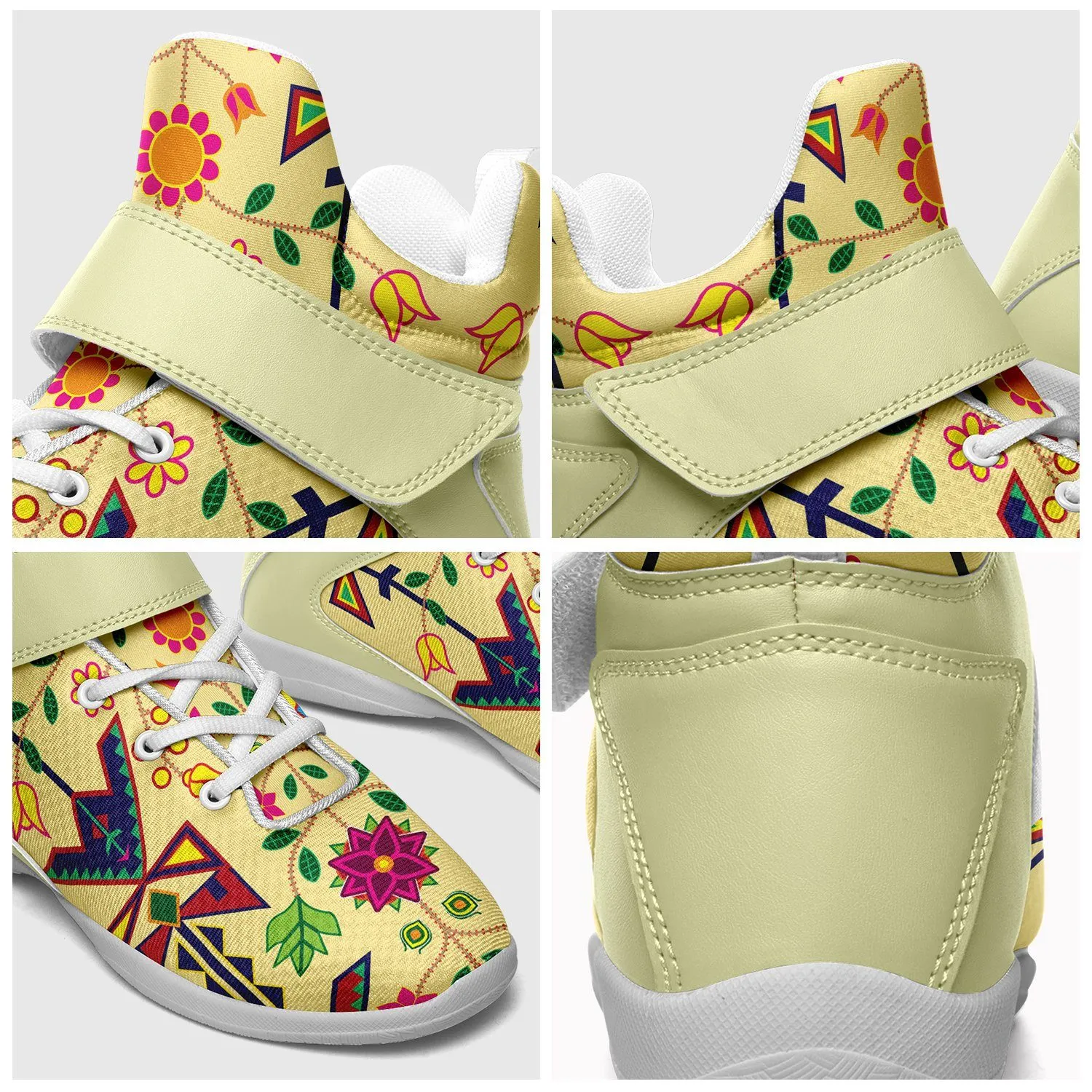 Geometric Floral Spring Vanilla Ipottaa Basketball / Sport High Top Shoes