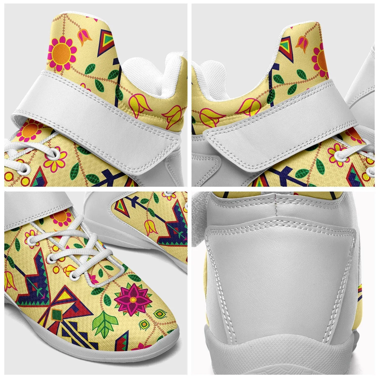 Geometric Floral Spring Vanilla Ipottaa Basketball / Sport High Top Shoes