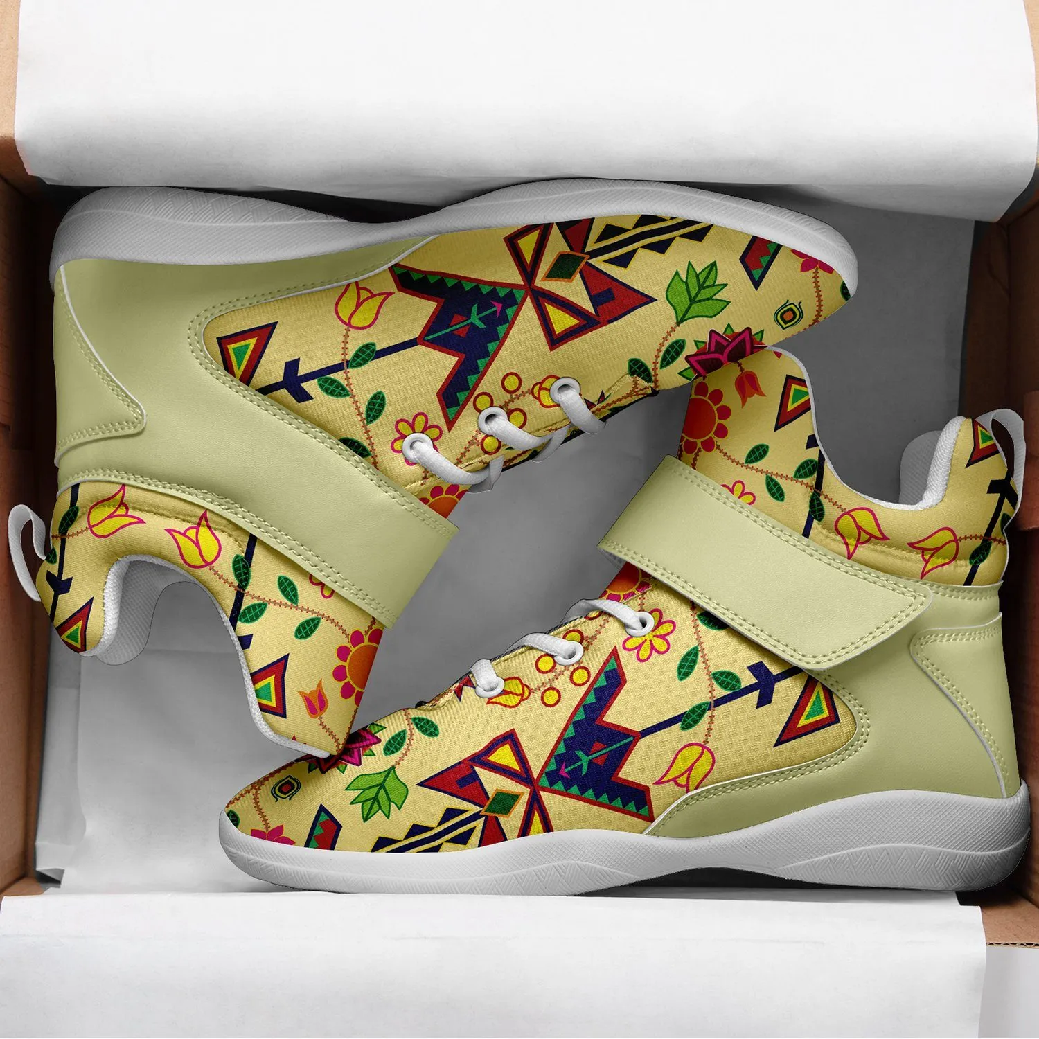 Geometric Floral Spring Vanilla Ipottaa Basketball / Sport High Top Shoes