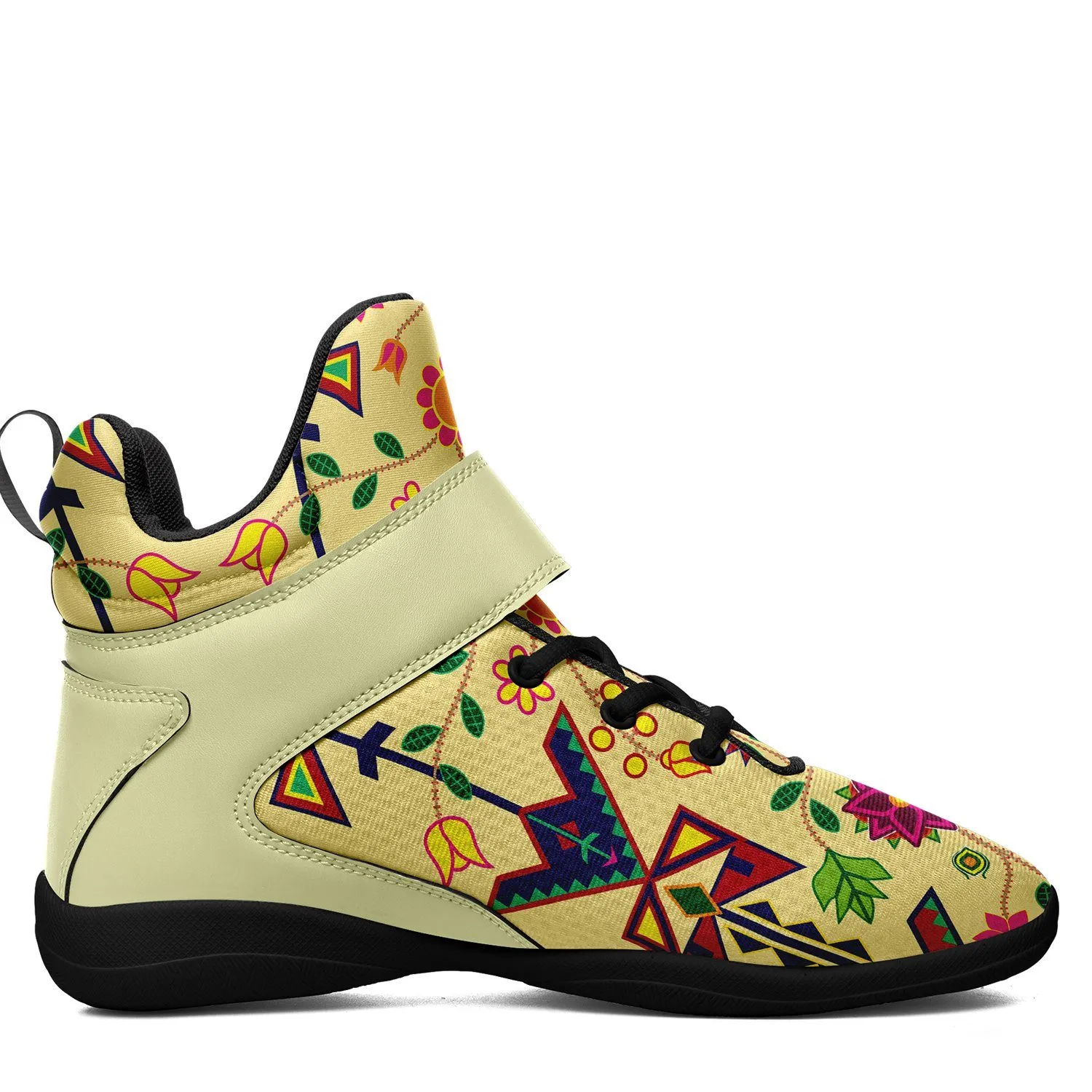 Geometric Floral Spring Vanilla Ipottaa Basketball / Sport High Top Shoes