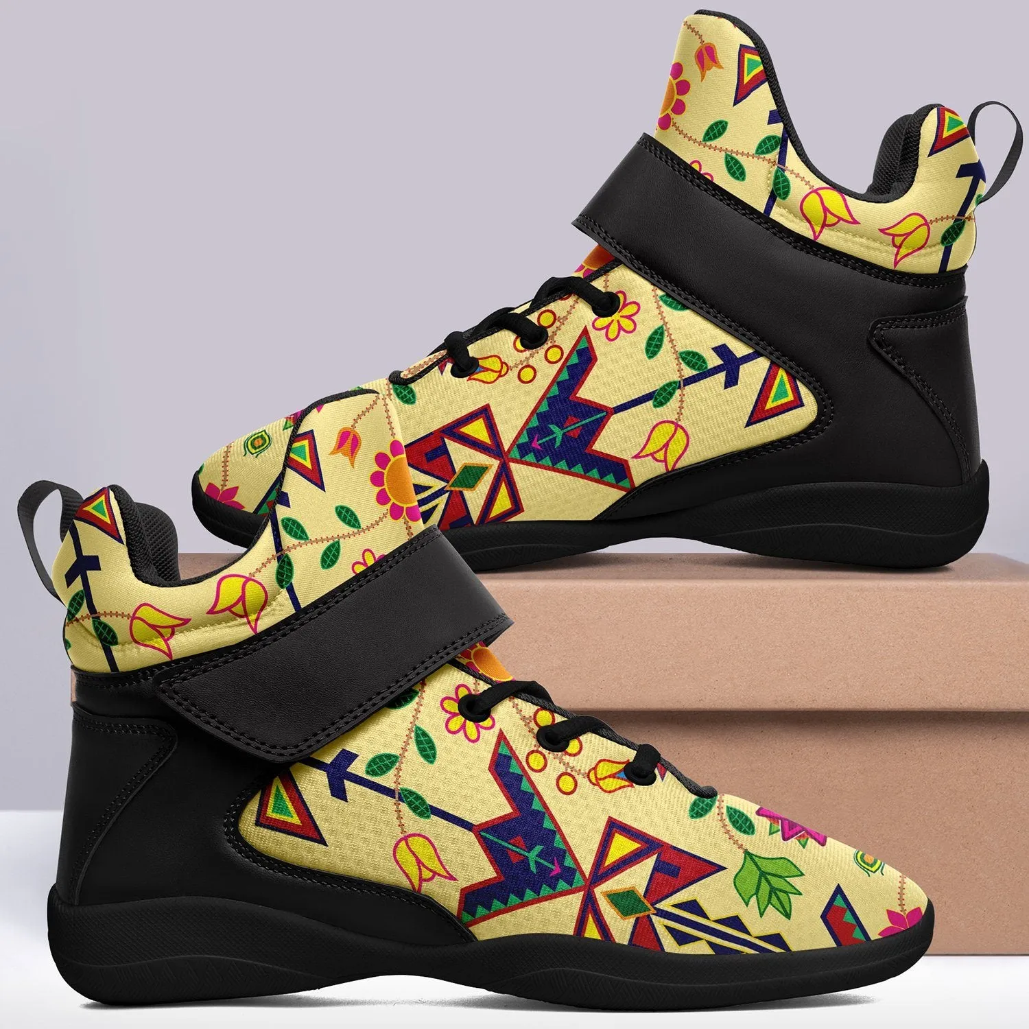 Geometric Floral Spring Vanilla Ipottaa Basketball / Sport High Top Shoes