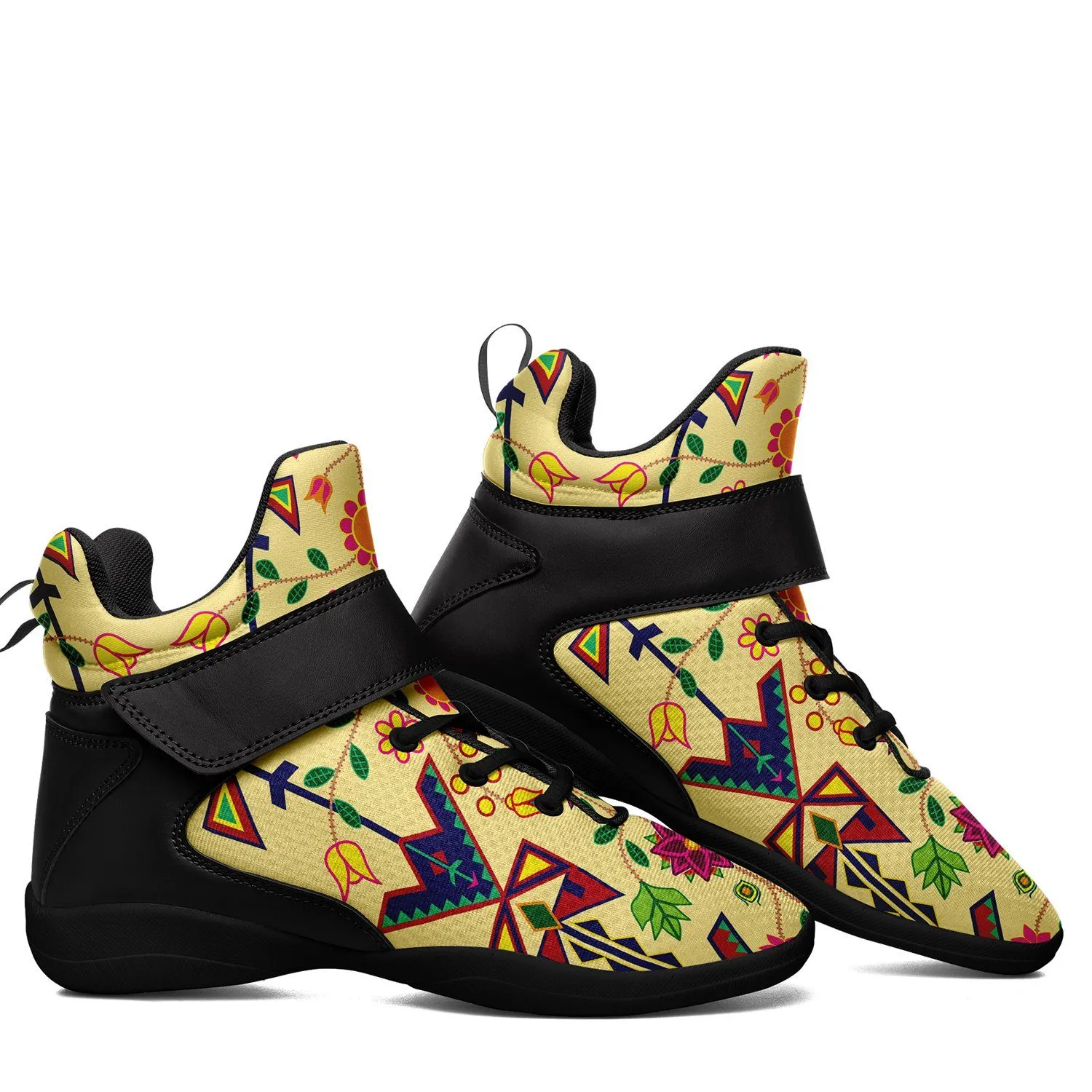 Geometric Floral Spring Vanilla Ipottaa Basketball / Sport High Top Shoes