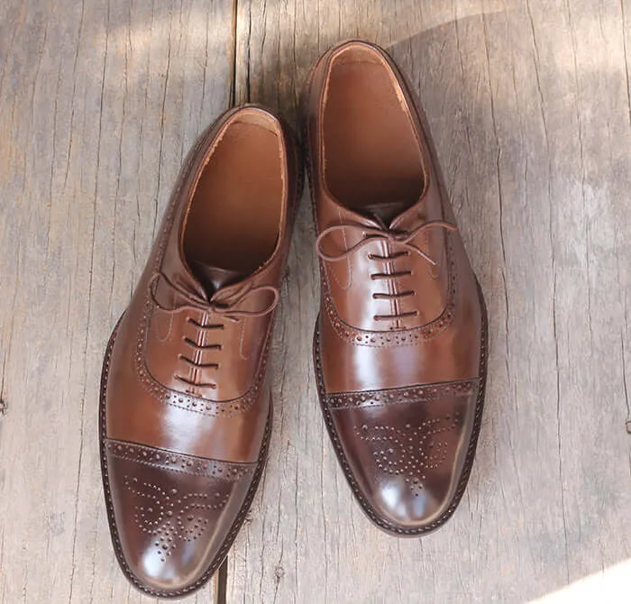 Handmade Brown Leather Shoes, Dress Formal Shoes For Men's