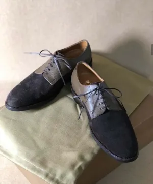 Handmade Men's Navy Blue Suede Leather shoes, Men's Derby Lace Up Designer Shoes