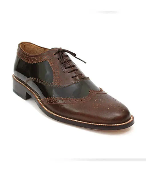 Handmade Oxford Brogue Dress Shoes Boots Men Brown Shoes