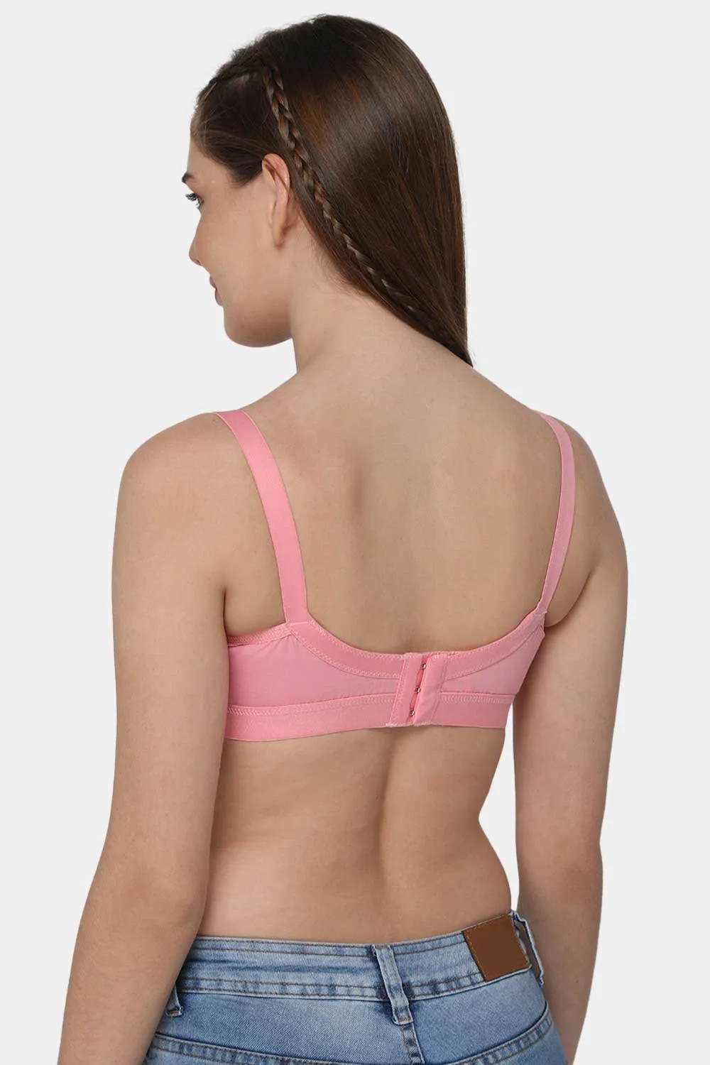 High Coverage Non-Padded Non-Wired Cotton Intimacy Bra - Full Figure - Pink