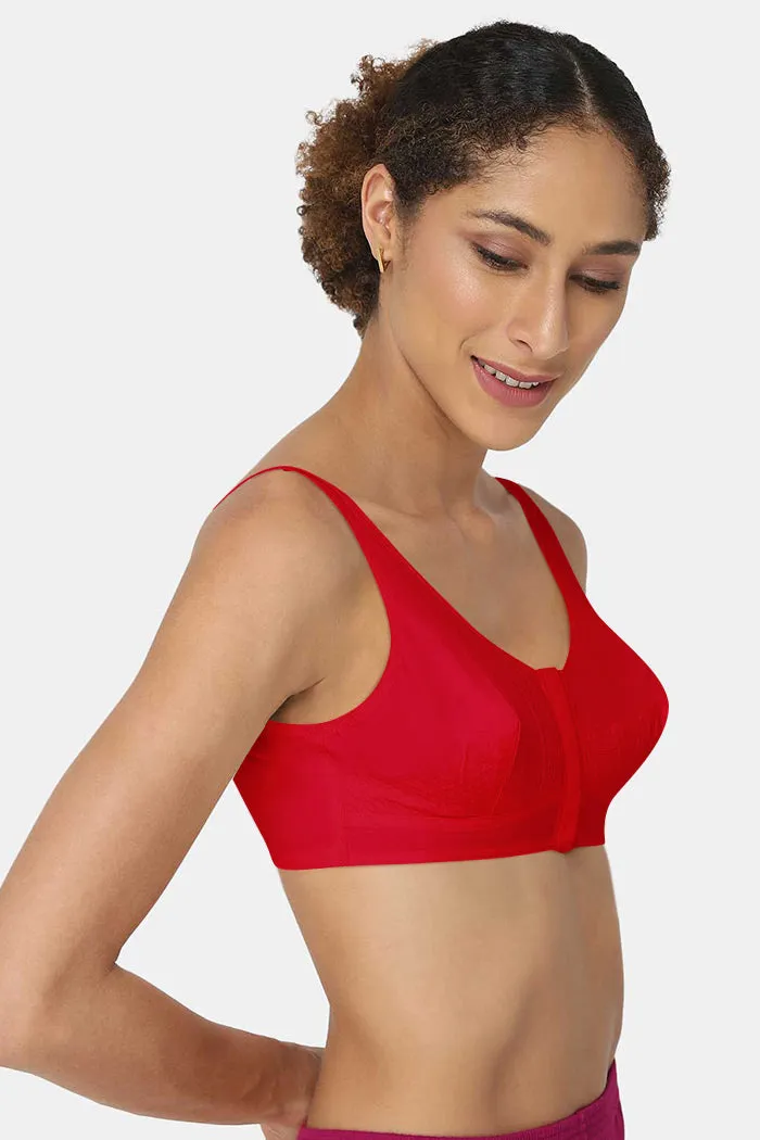 High Coverage Non-Wired Non-Padded Broad Strap Front Open Saree Bra - NHPB