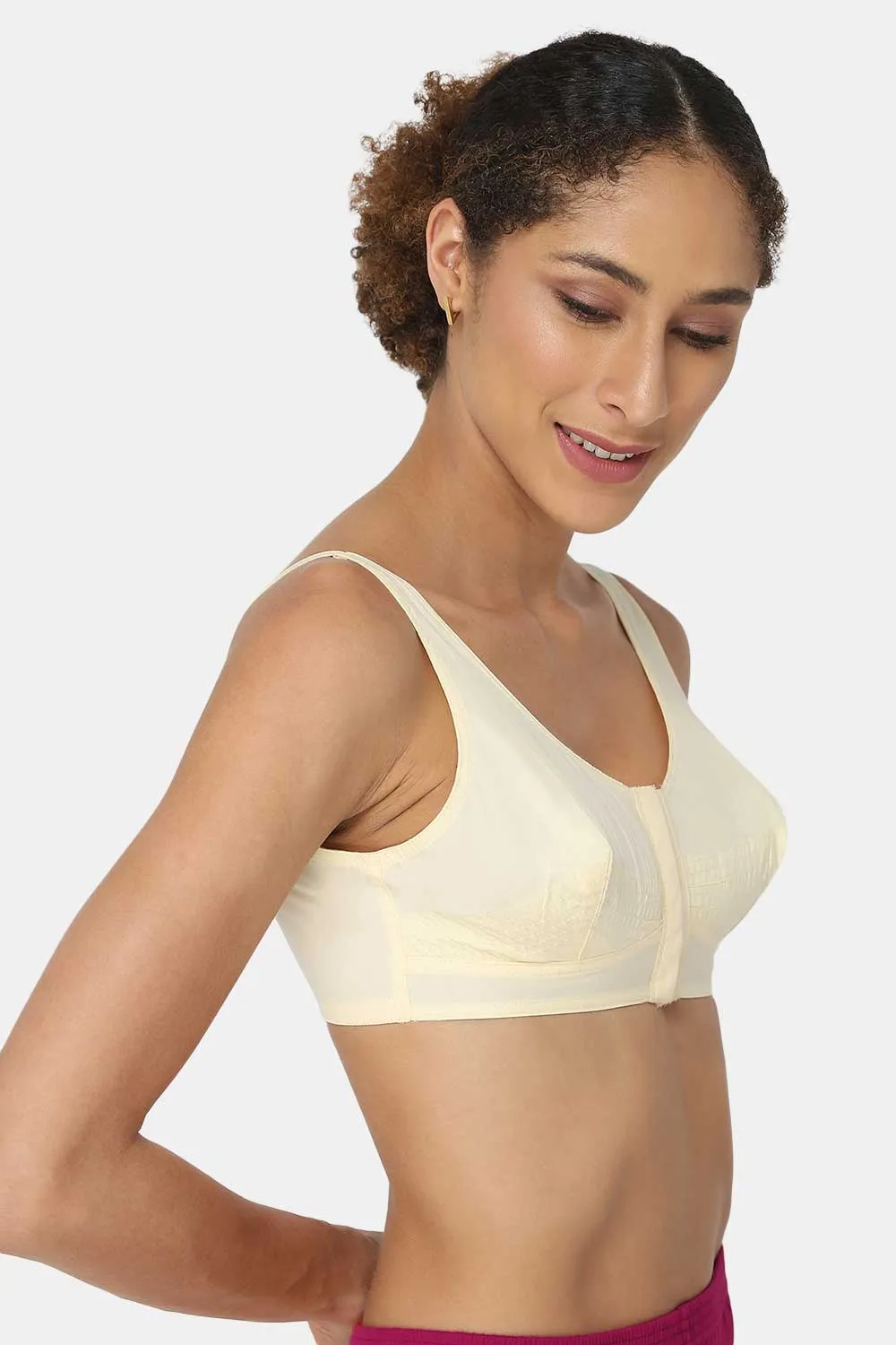 High Coverage Non-Wired Non-Padded Broad Strap Front Open Saree Bra - NHPB