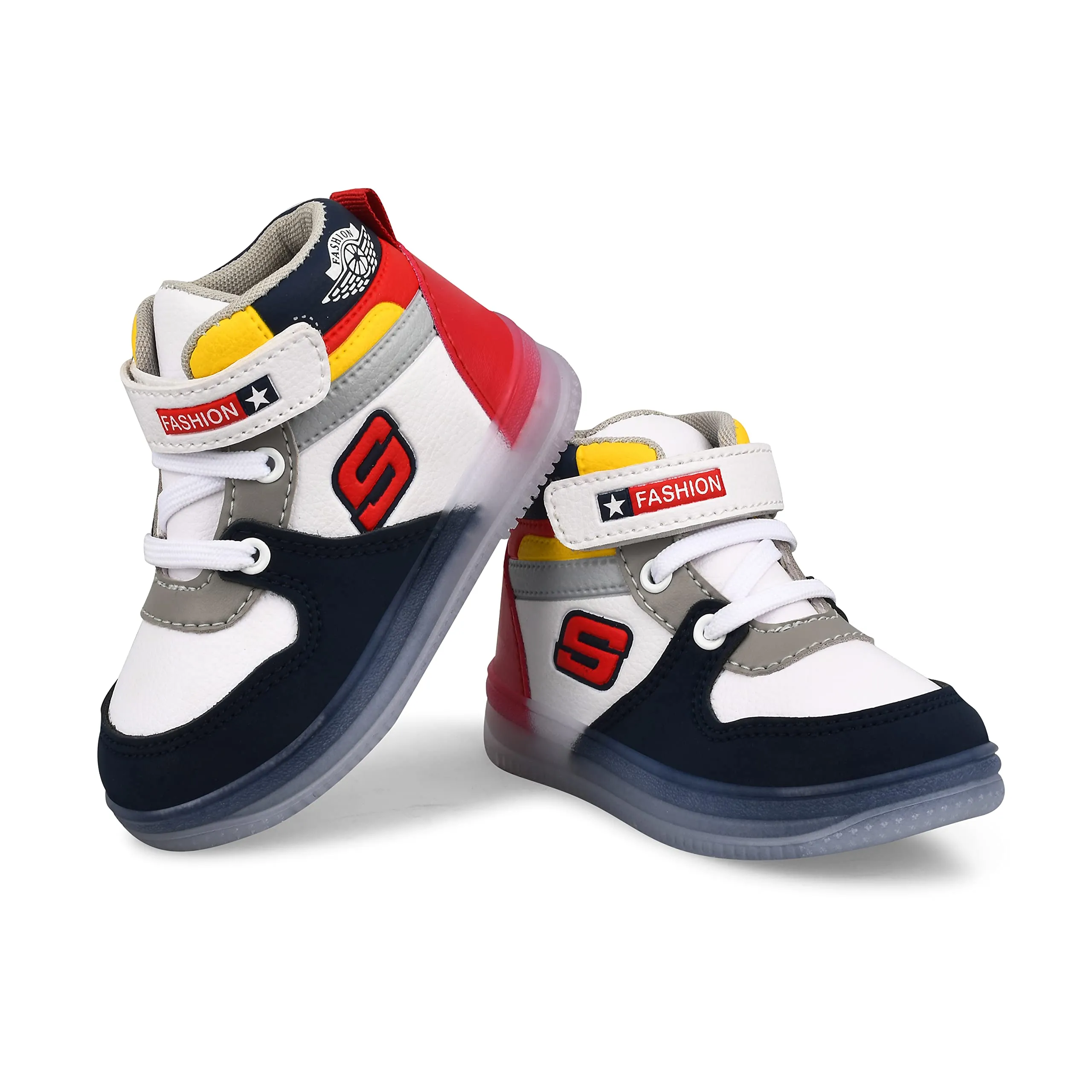 KATS SHOES Kids Unisex Comfy Mid-Top Casual Chunky Streetwear Fashion Sneakers Shoes with Light Blink for 1-5 Years Boys and Girls Color: Red Size: 9C