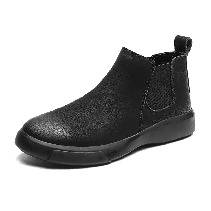 kkboxly kkboxly Men Comfy Cowhide Leather Non Slip Elastic Slip on Casual Chelsea Boots