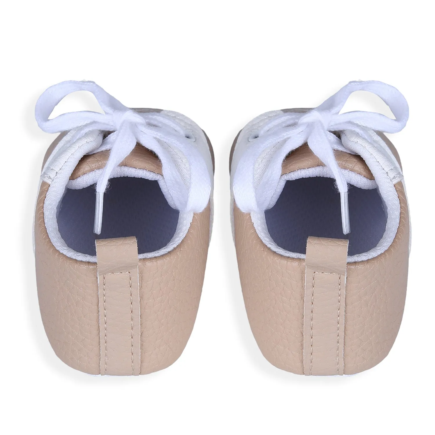 Lace-Up Stylish Leather Sneaker Shoes - Beige