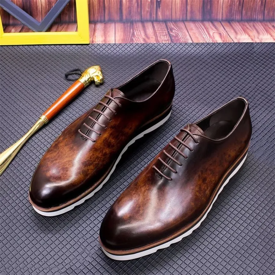 LeatherLux Elegant Hand-Painted Slip-On Shoes