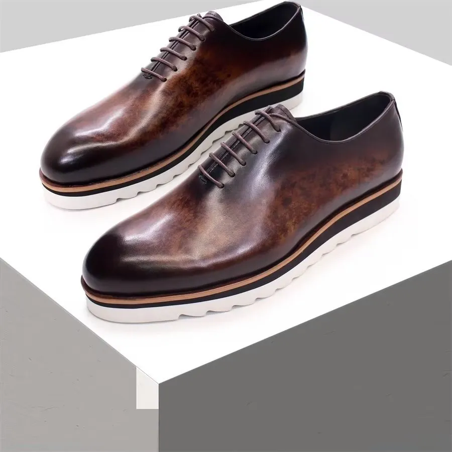 LeatherLux Elegant Hand-Painted Slip-On Shoes