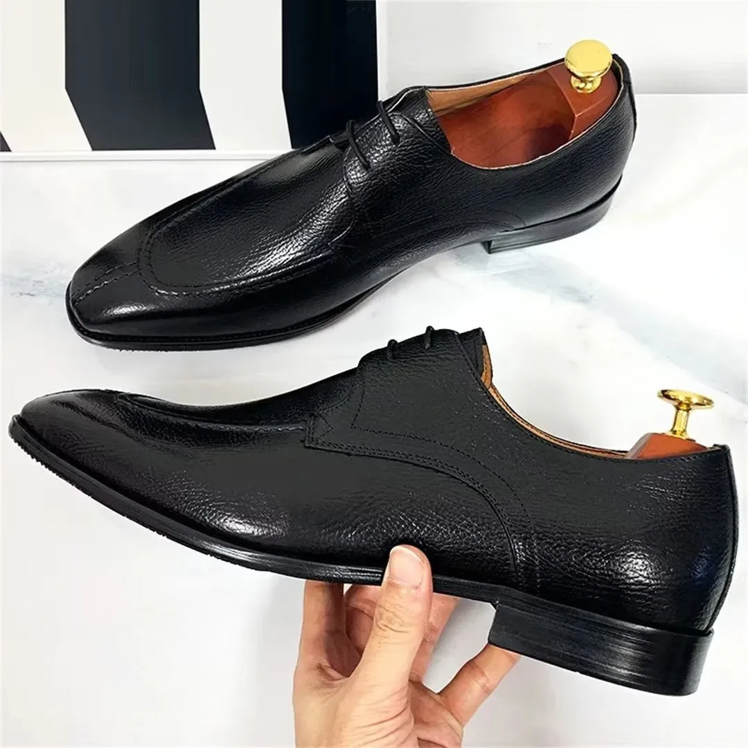 LeatherLuxe Genuine Square-Toe Stylish Dress Shoes