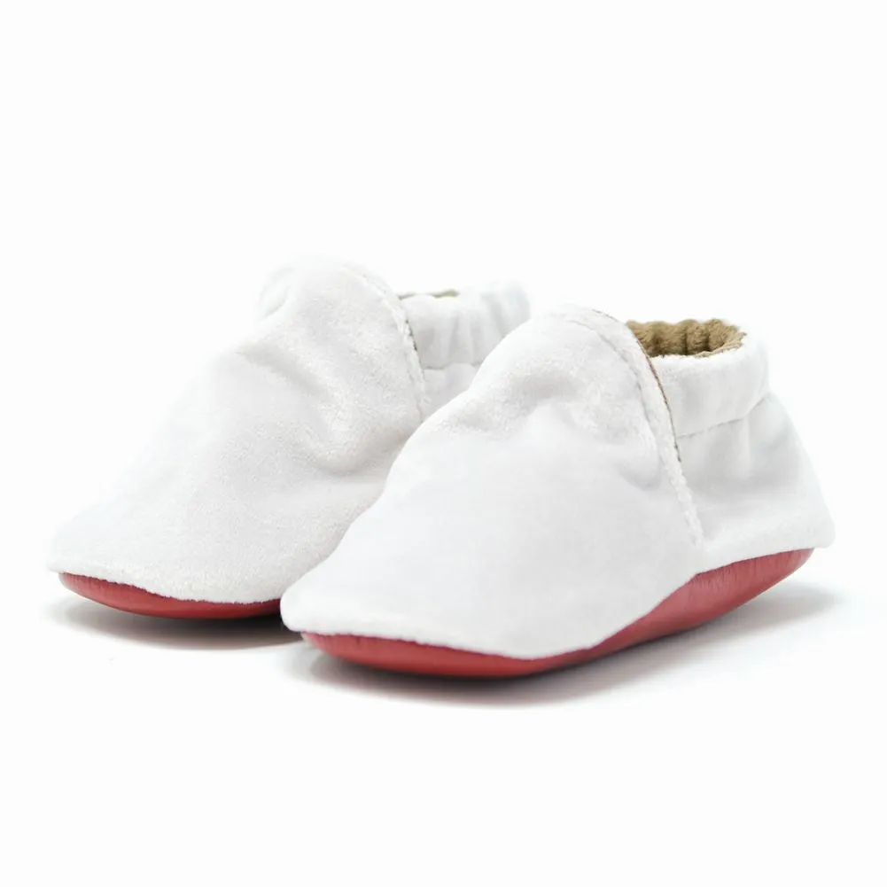 Little Grapefruit Dove Grey Baby Velvet Crib Shoes