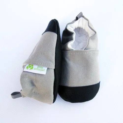 Little Pitterpat Gray Canvas Non-Slip Soft Sole Shoes