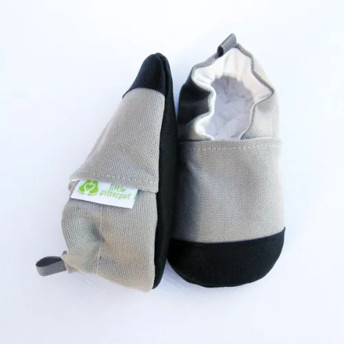 Little Pitterpat Gray Canvas Non-Slip Soft Sole Shoes