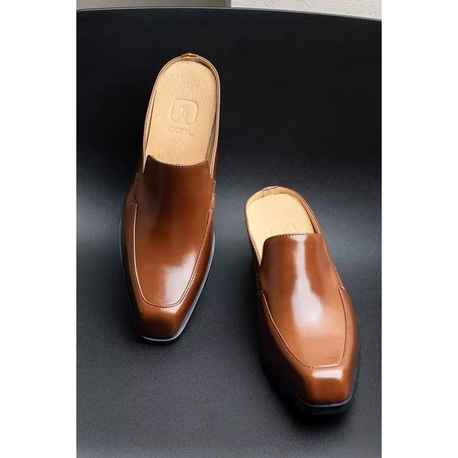 Luxury Elegant Leather Business Slippers