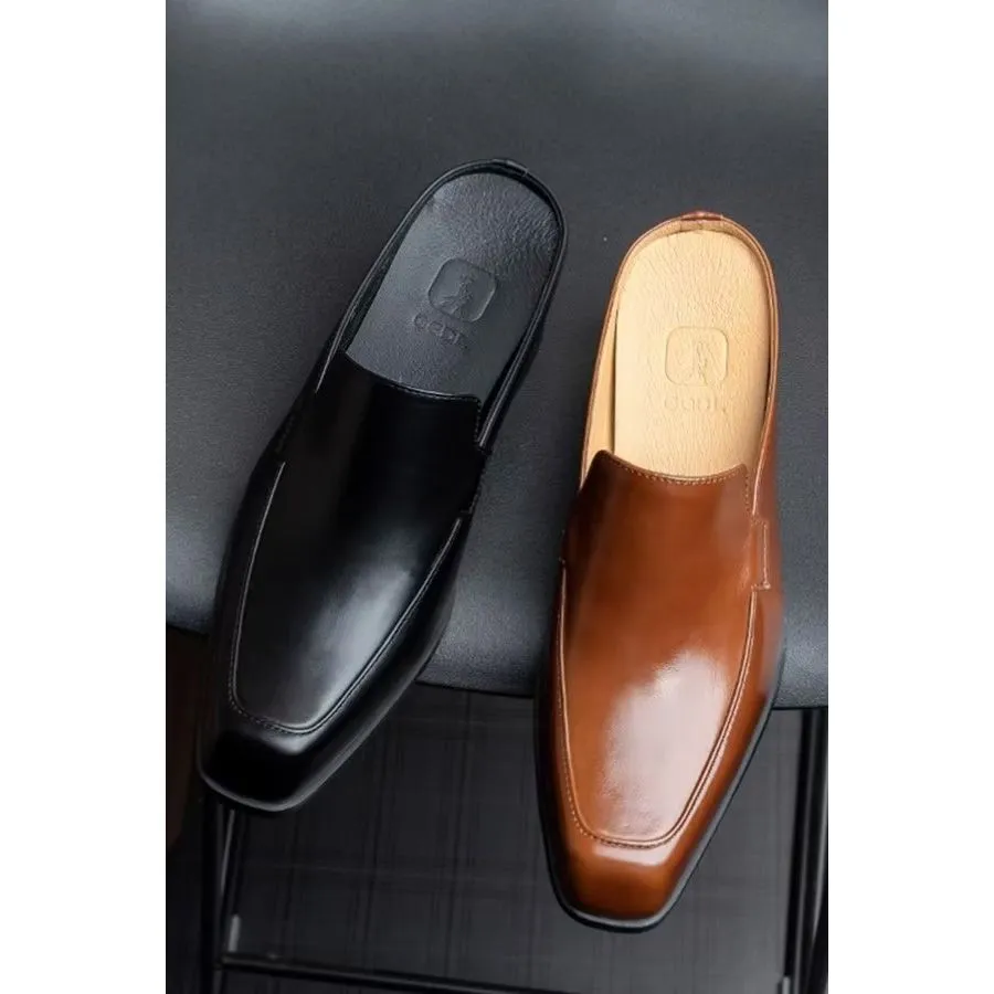 Luxury Elegant Leather Business Slippers