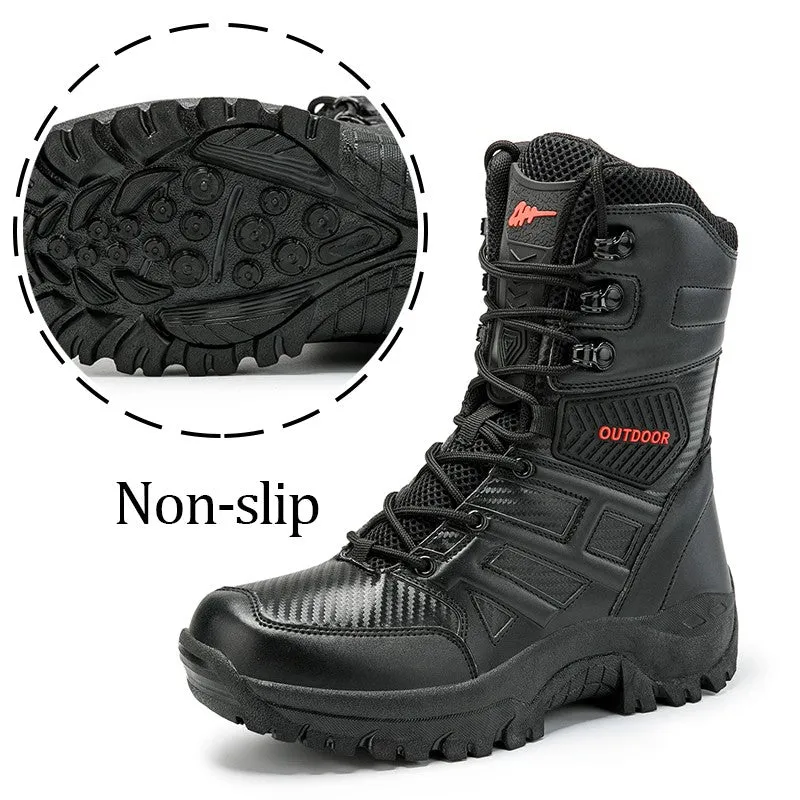 Man's fashion joker cool non-slip leather high top boots